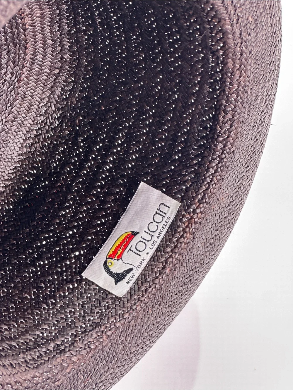Toucan Panama Boater Hat Flat Crown Woven Straw Black OS